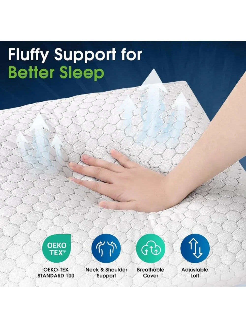 〽️Cooling Pillow Queen Size Set 2 Gray Shredded Memory Foam Adjustable Pillows